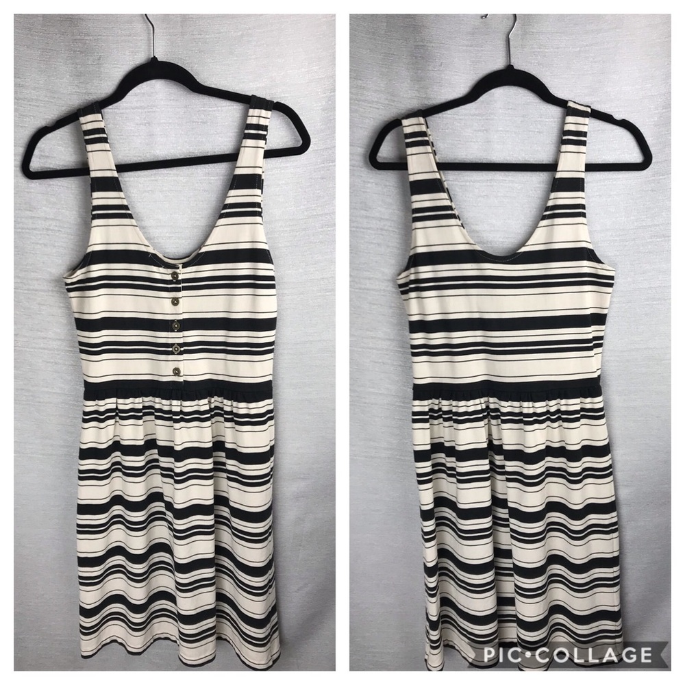 J Crew Dress Size S Ivory Black Stripe Villa